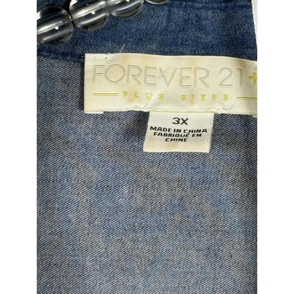 Forever 21 Plus Size Sheer Floral‎ Top Sz 3x Sunflowers And Denim Lightweight - Picture 7 of 7